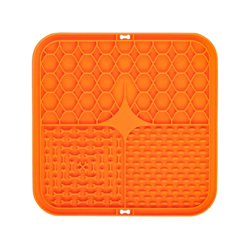 tapis jeu chien orange bleu vert gris texture nid d'abeille moderne distractive grains maïs