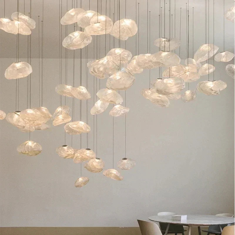 suspension lumineuse pendentif verre transparent organique contemporain 20cm 25cm 30cm 35cm 40cm