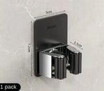 porte balai adhésif acier inoxydable gris métallisé noir moderne salle bain rangement organisateur