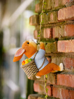 figurine lapin résine orange blanc peluche panier pommes décoration intérieure extérieure balcon jardin