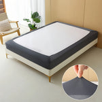 protège matelas gris blanc uni moderne adhésif polyester machine 120x200cm 140x200cm 150x200cm 160x200cm 180x200cm