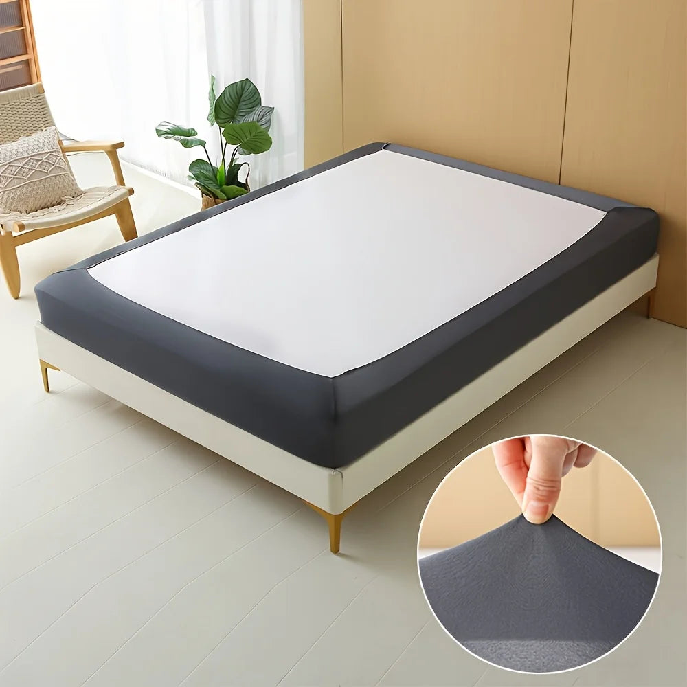 protège matelas gris blanc uni moderne adhésif polyester machine 120x200cm 140x200cm 150x200cm 160x200cm 180x200cm
