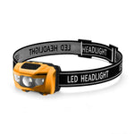 lampe frontale led noire texturée pratique robuste ceinture ajustable batterie aaa cordons sécurité camping