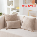 taies d'oreiller velours côtelé couleurs unies chic bordures décoratives polyester dimensions 30x50cm 45x45cm