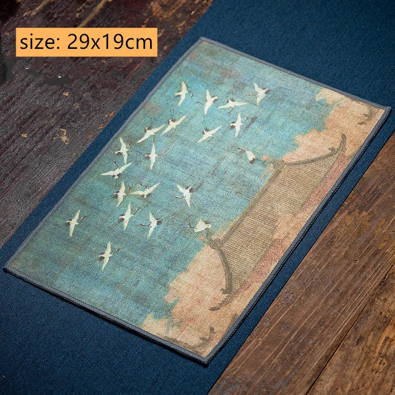 serviettes table bleu vert fleurs oiseaux paysages traditionnelles élégantes absorbantes coton thermiques