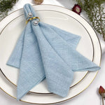 Serviettes table coton texture rugueuse rustique ruban jute fleur séchée violetclair 30x30cm mariage décoration