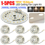 Kit luminaires LED ventilateur moderne blanc circulaire 18W opaquet vis fixation