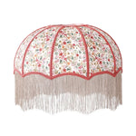 abat jour tissu broderie florale franges vintage palace beige vert rouge