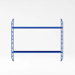 étagère murale bleue métal horizontale barreaux horizontaux minimaliste horloge vase panier pot thé(calendar,sac