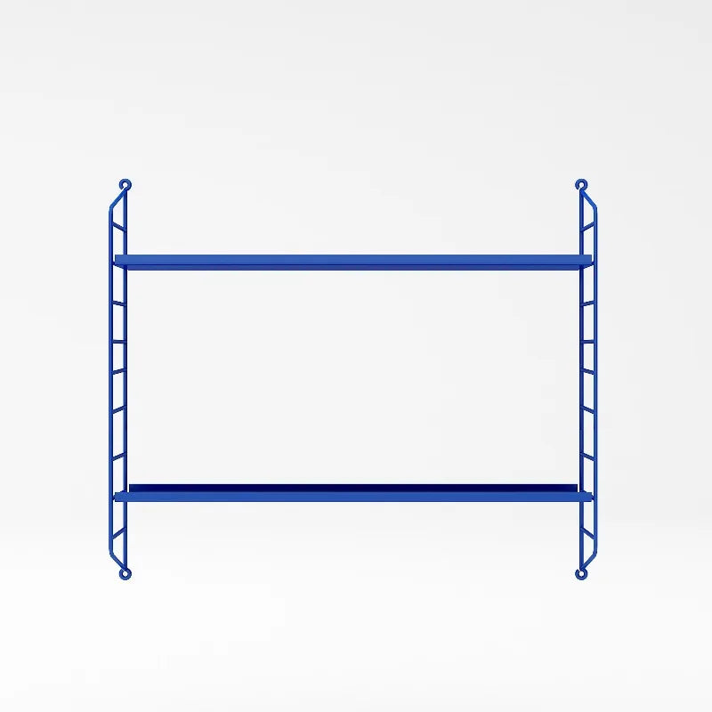 étagère murale bleue métal horizontale barreaux horizontaux minimaliste horloge vase panier pot thé(calendar,sac