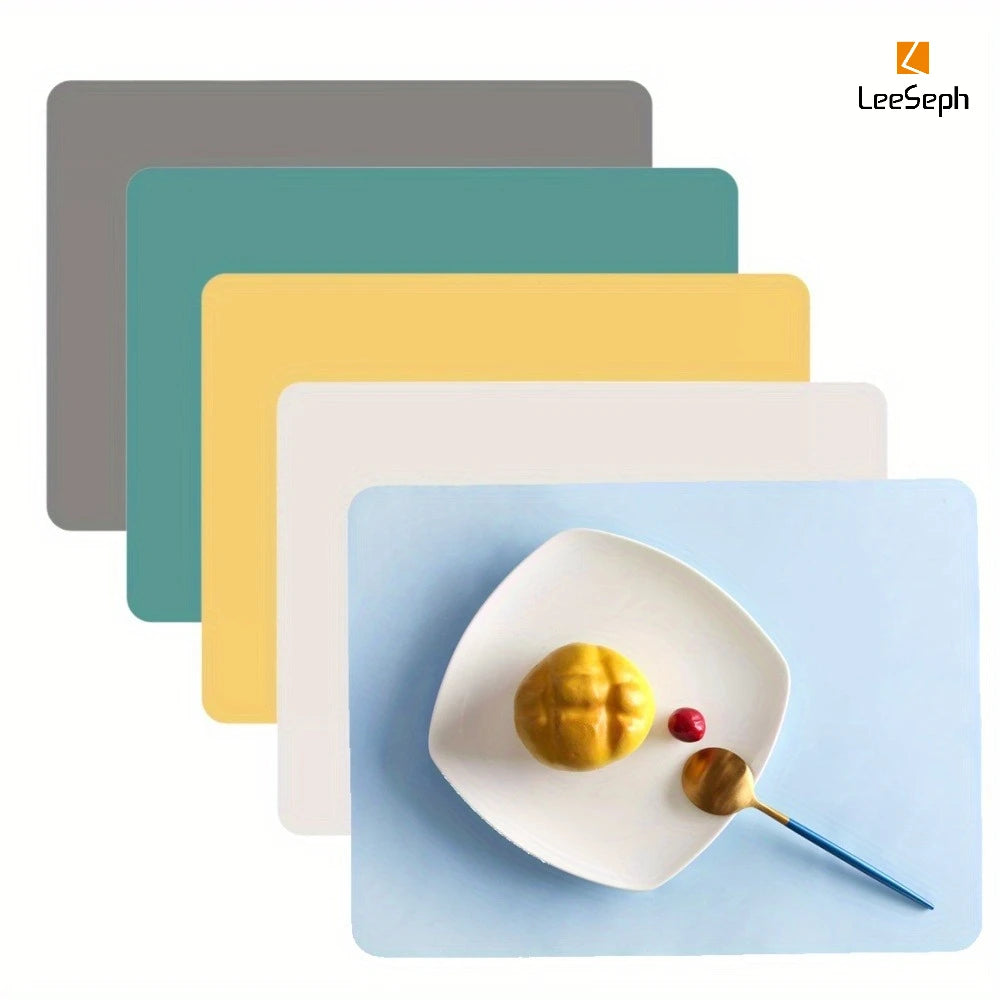tapis table silicone antidérapant résistant taches moderne gris vert jaune blanc bleu clair opaques