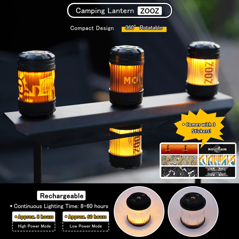 lanterne led rechargeable transparent moderne compact aimant intégrée mode camping randonnée autocollants câble usb