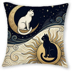housses coussin imprimées boho chats papillons fleurs moderne 45x45cm respectueux environnement non toxique polyester