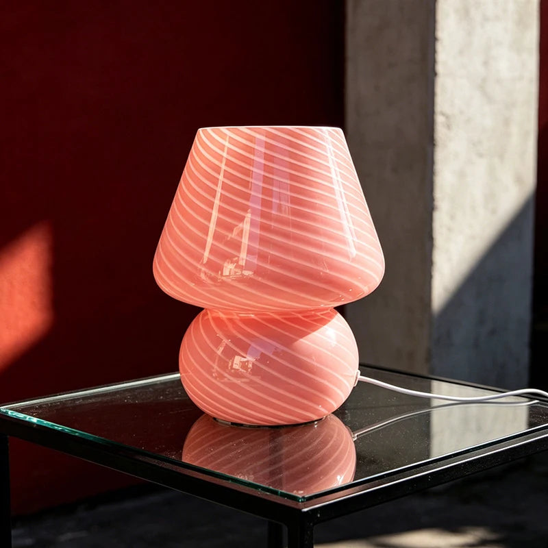 lampe poser contemporaine marron blanc jaune texture marbrée motifs géométriques opacité minimaliste