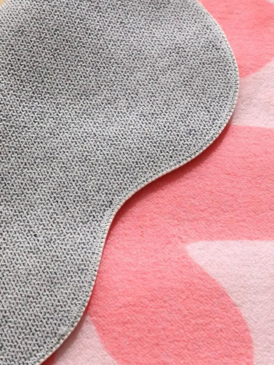 tapis fleur stylisé moderne rose blanc jaune antidérapant imperméable extérieur intérieur