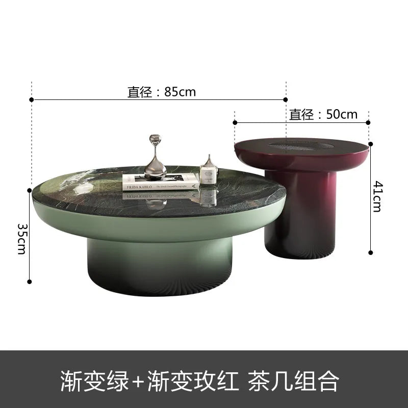 table basse moderne marbre vert blanc bois clair minimaliste ornement salon unique