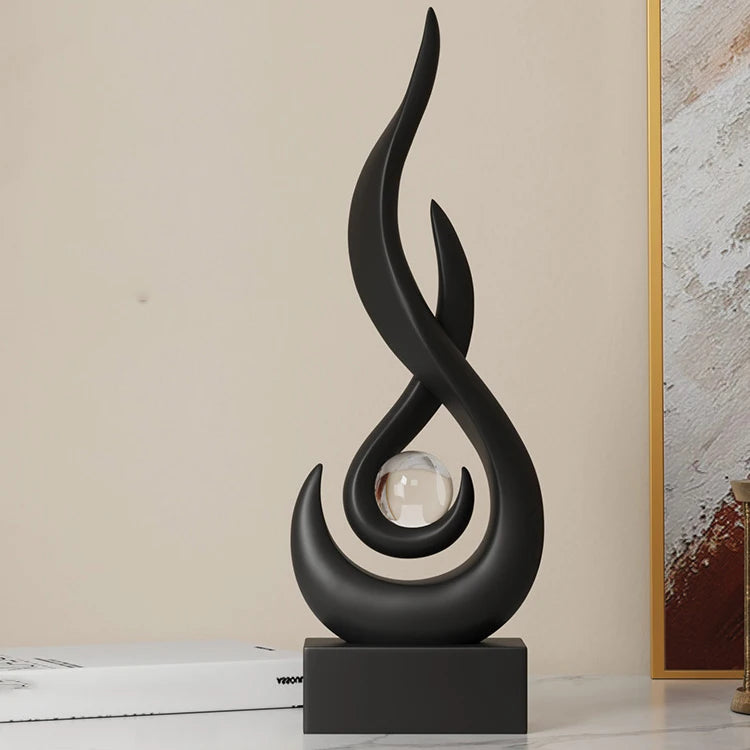 Sculpture décorative abstraite spirale sphère transparente moderne minimaliste noir blanc
