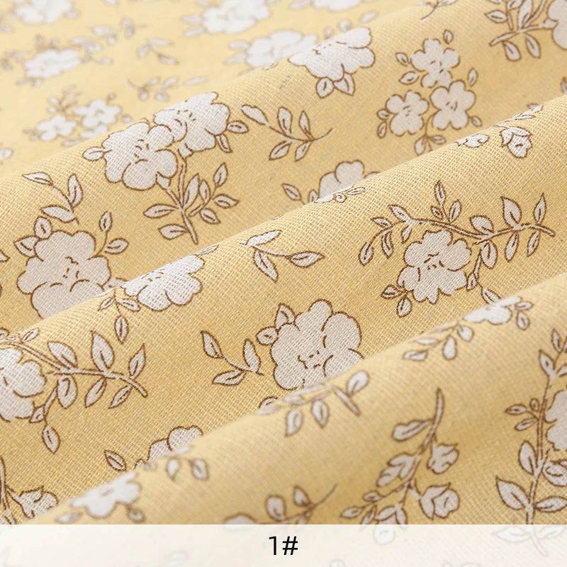 tissu coton lin floral orange feuilles blancs vintage naturel 180x150cm 45x150cm 90x150cm résistance abrasion