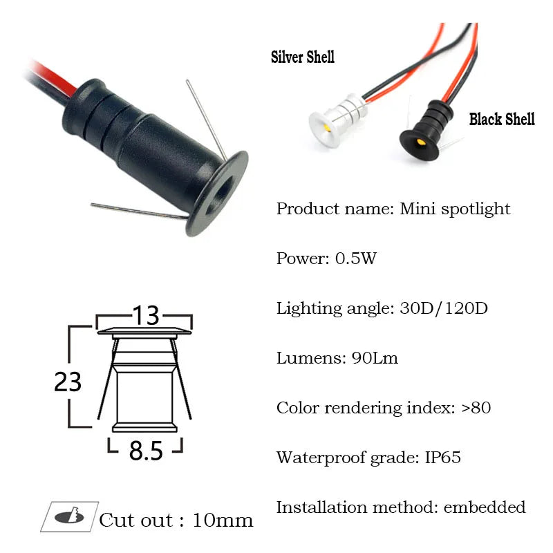 projecteur led mini 12v argent noir réglable décoration moderneintérieur 60lm 120d 30d