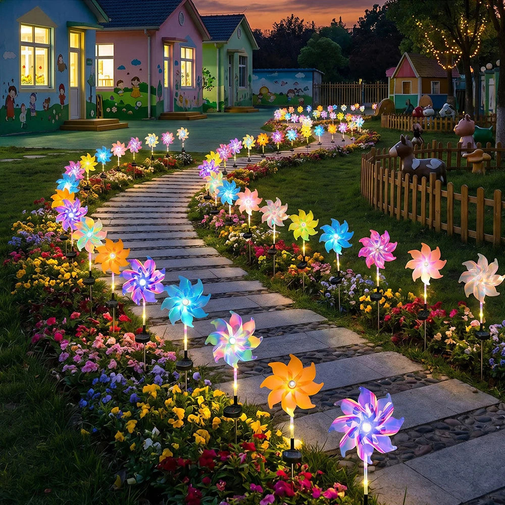 lumière solaire multicolore moulin vent moderne patio extérieur led changeante couleur