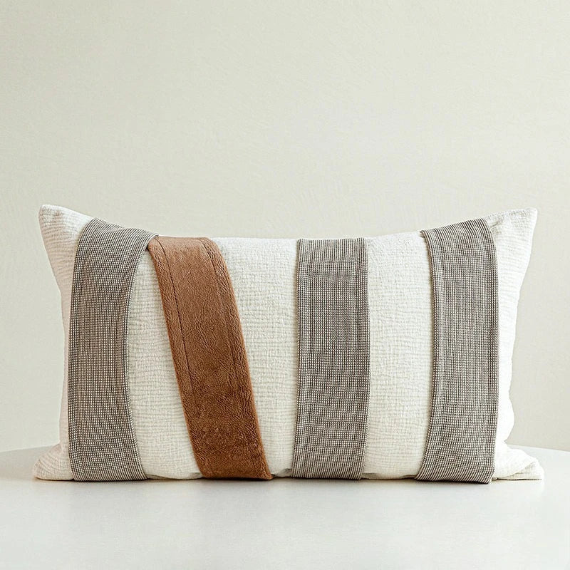 housse coussin rectangle polyester marron motif géométrique blanc contemporain décoration intérieure voiture