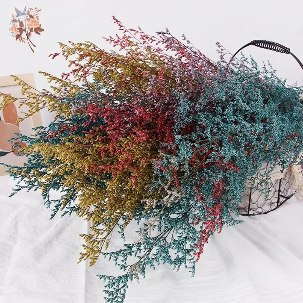 bouquet fleurs séchées naturel violet vert bleu rouge marron intérieur décoration maison mariage anniversaire