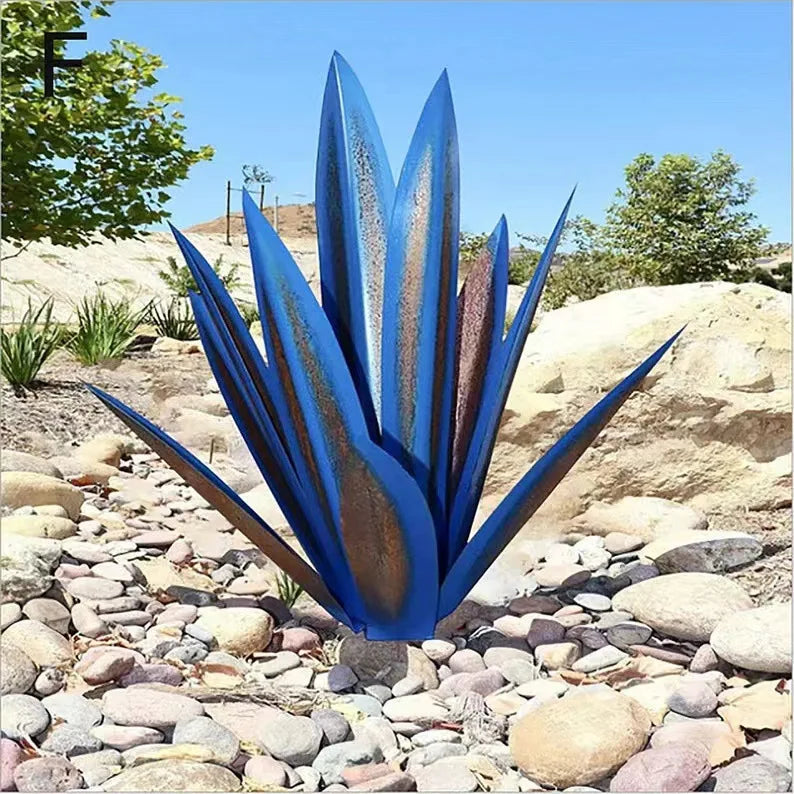 plantes artificielles feuilles larges modernes couleurs bleu vert rouge jaune rose ornement jardinextérieurintérieur