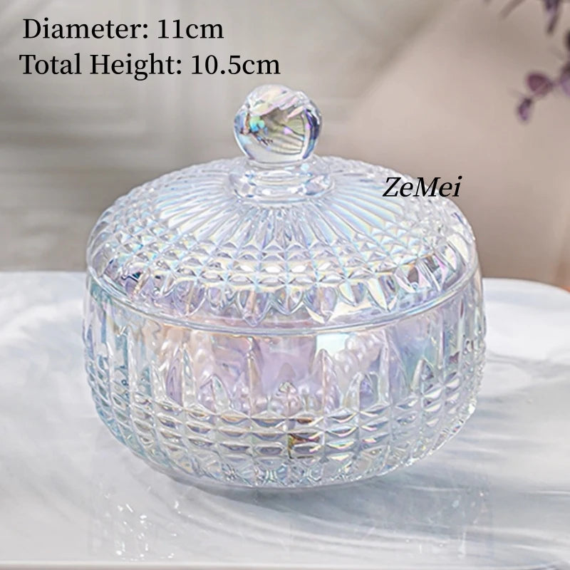 boîte bonbons cristal transparente rétro élégante blanches vintage orange bleu vert jaune gravé