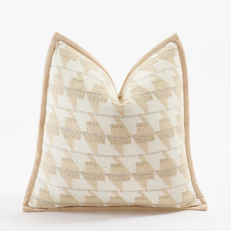 housse coussin carré polyester géométrique moderne beige clair foncé suspension Jacquard décoration maison commerciale