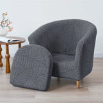 housse fauteuil gris motif feuilles moderne adhésif extensible lavable printemps été