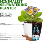 pots fleurs auto arrosants blanc brun minimaliste corde lisse opaques différentes tailles