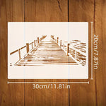 stencils graphiques blancs noirs pont bois minimaliste bricolage peinture murale decoration papier artisanal