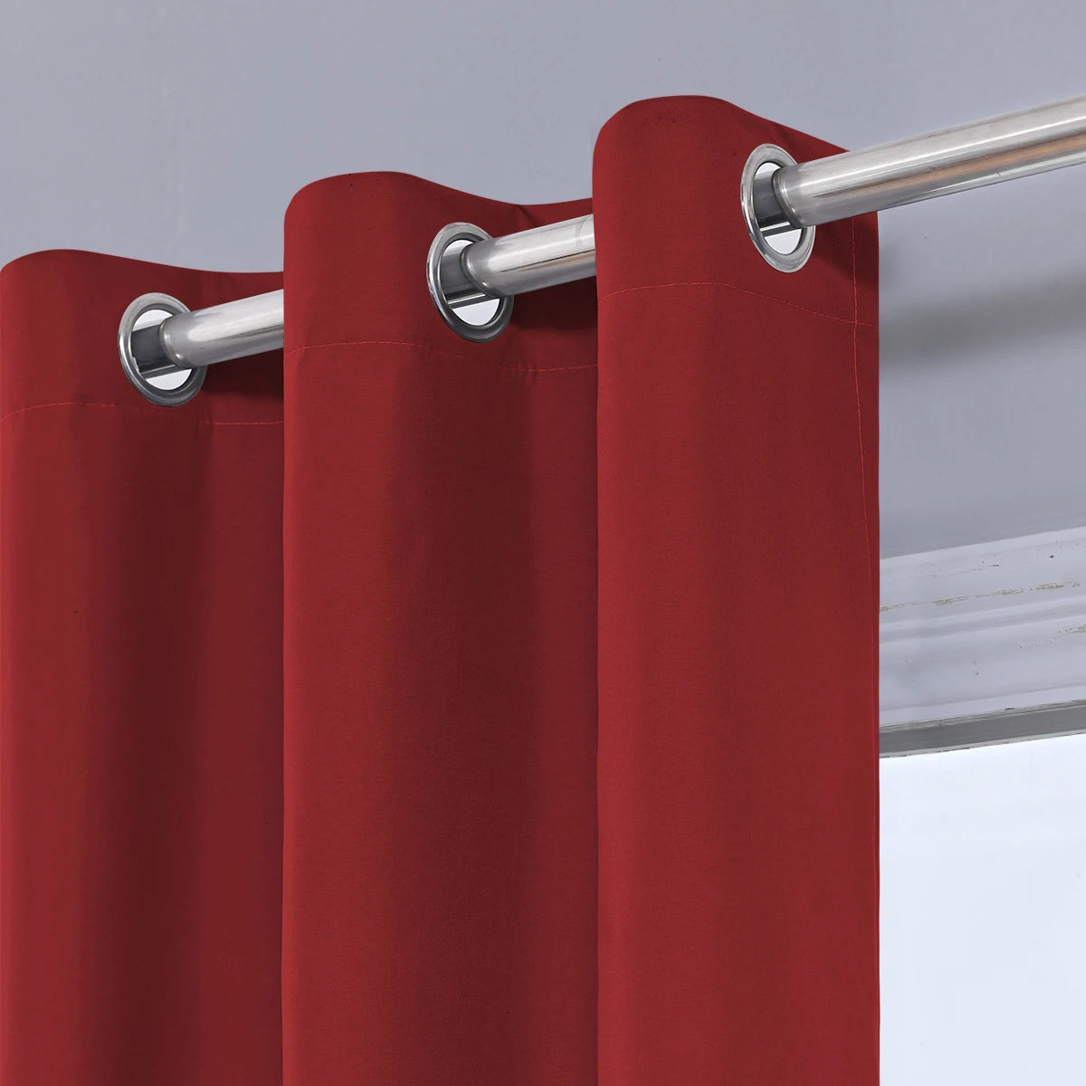 rideau moderne 100% polyester rouge uni opaque tringle salon chambre