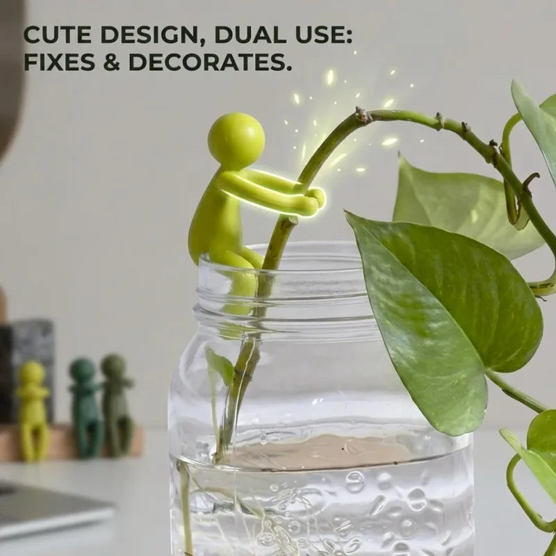 support plante hydroponique vert jaune personnage stylisé adhésif créatif intérieur fleuri ludique