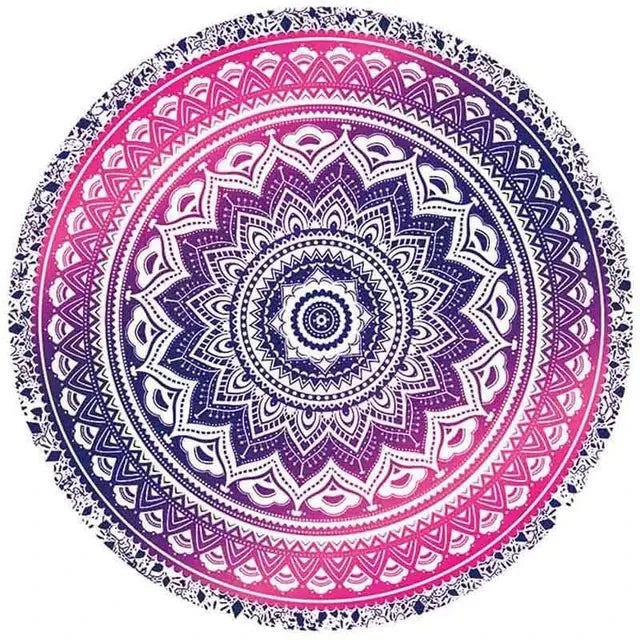 serviette plage ronde motif mandala boho chic coton polyester décorative grande plage été
