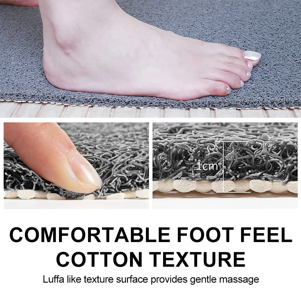 tapis douche antidérapant gris moderne texture coton motif géométrique facile nettoyage respect environnement salle