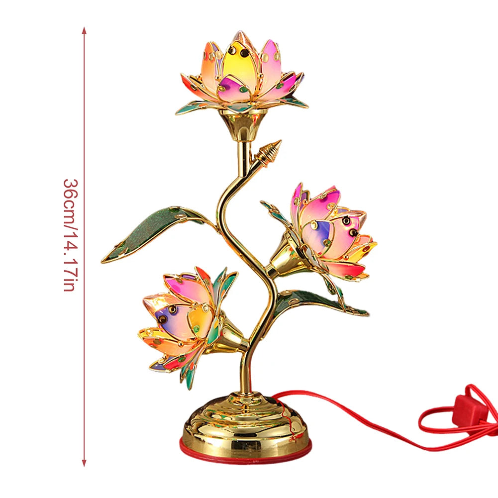 lampe poser dorée multicolore fleurs stylisées artisanal meditation maison vde 36cm
