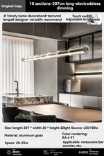 lumière suspendue moderne transparente ampoules led 124cm 165cm 207cm minimaliste