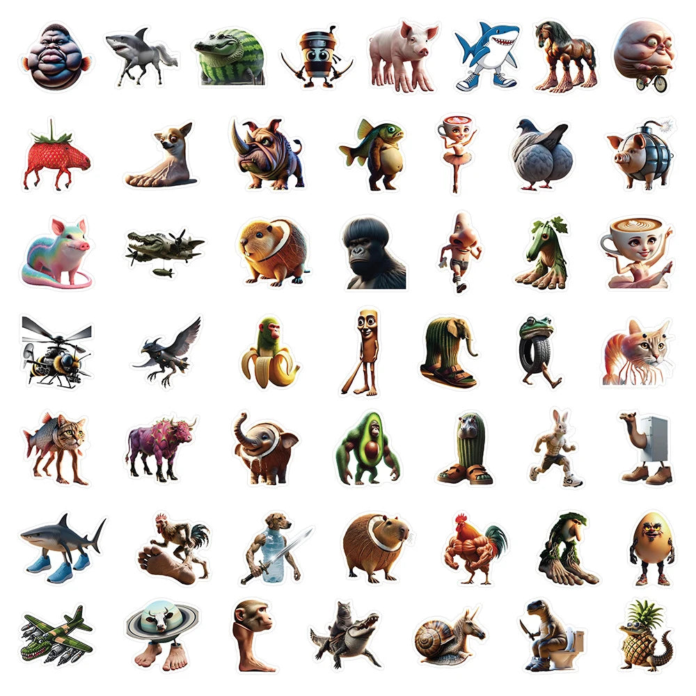 sticker animal multicolore cartoon adhésif dessin animé enfant jouet bagage téléphone guitare collectionnement set