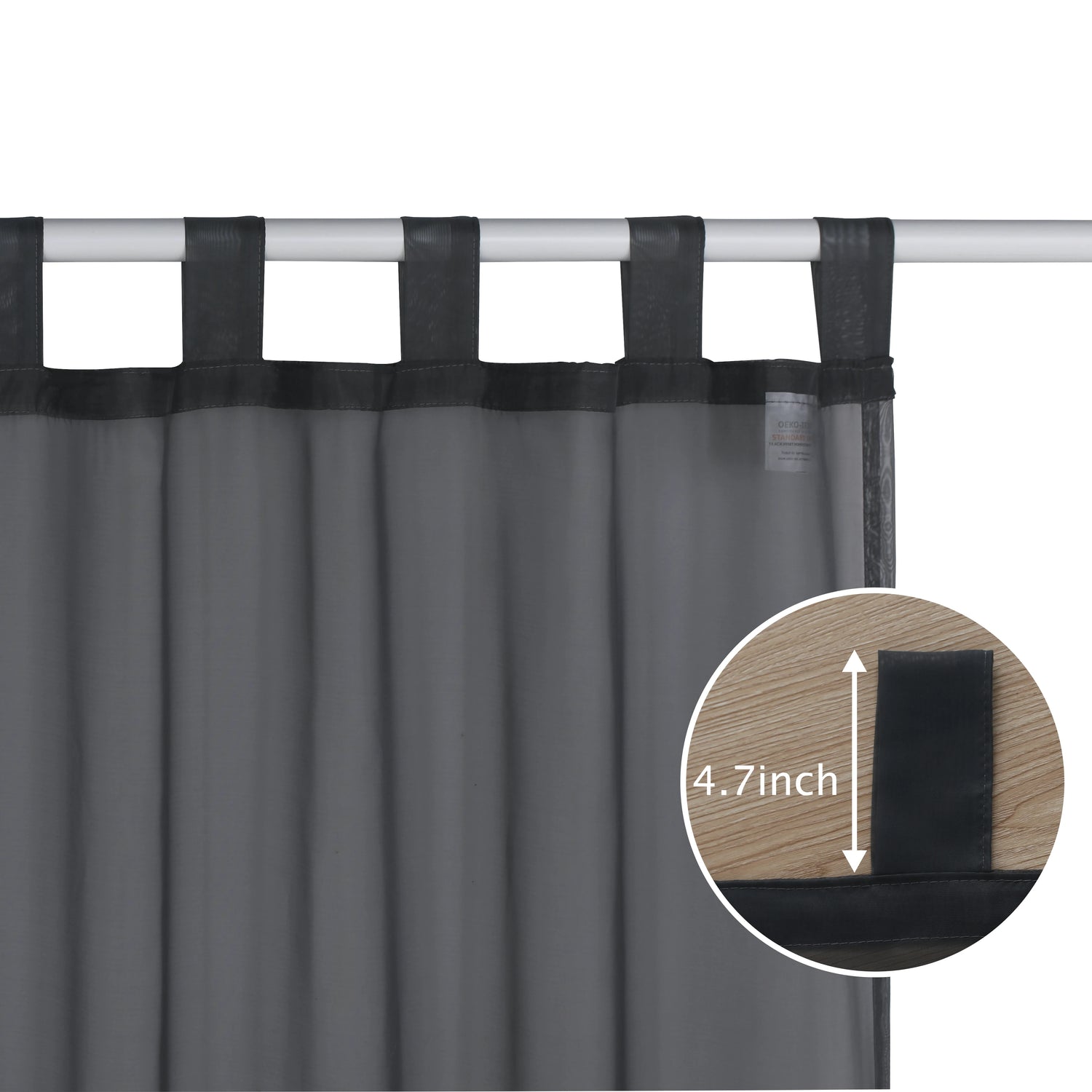 Détail du tissage en polyester du rideau transparent noir