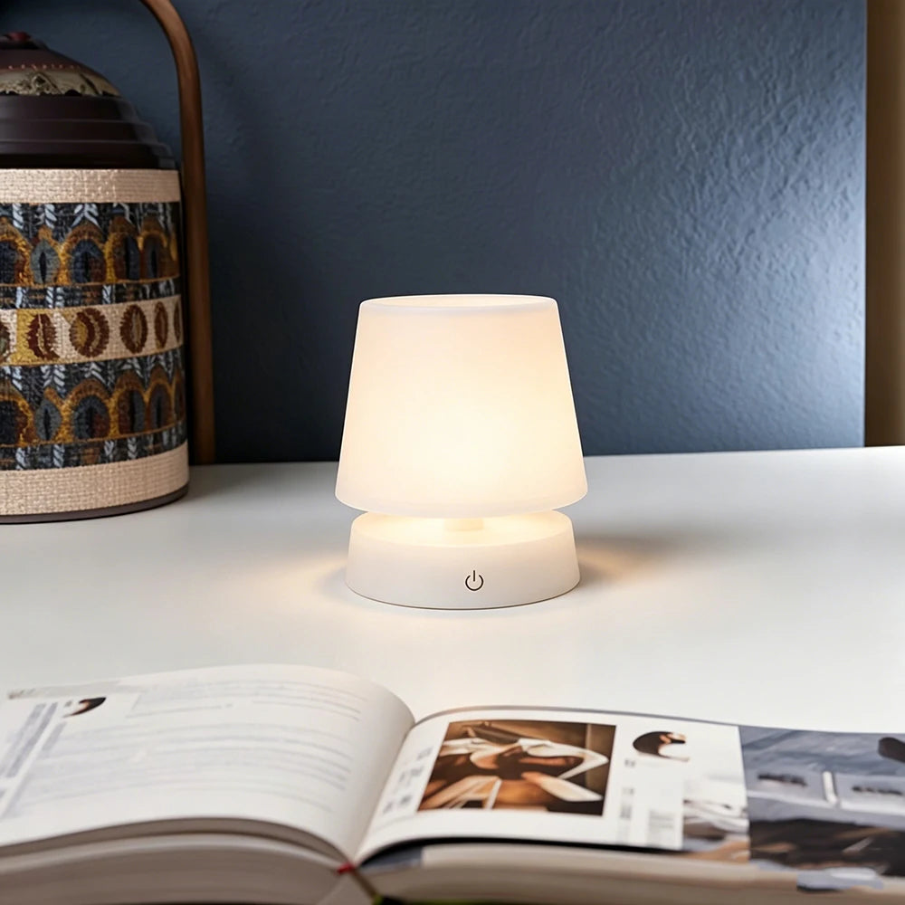 lampe table led rechargeable blanc moderne commande tactile étude camping chambre coucher portable usb