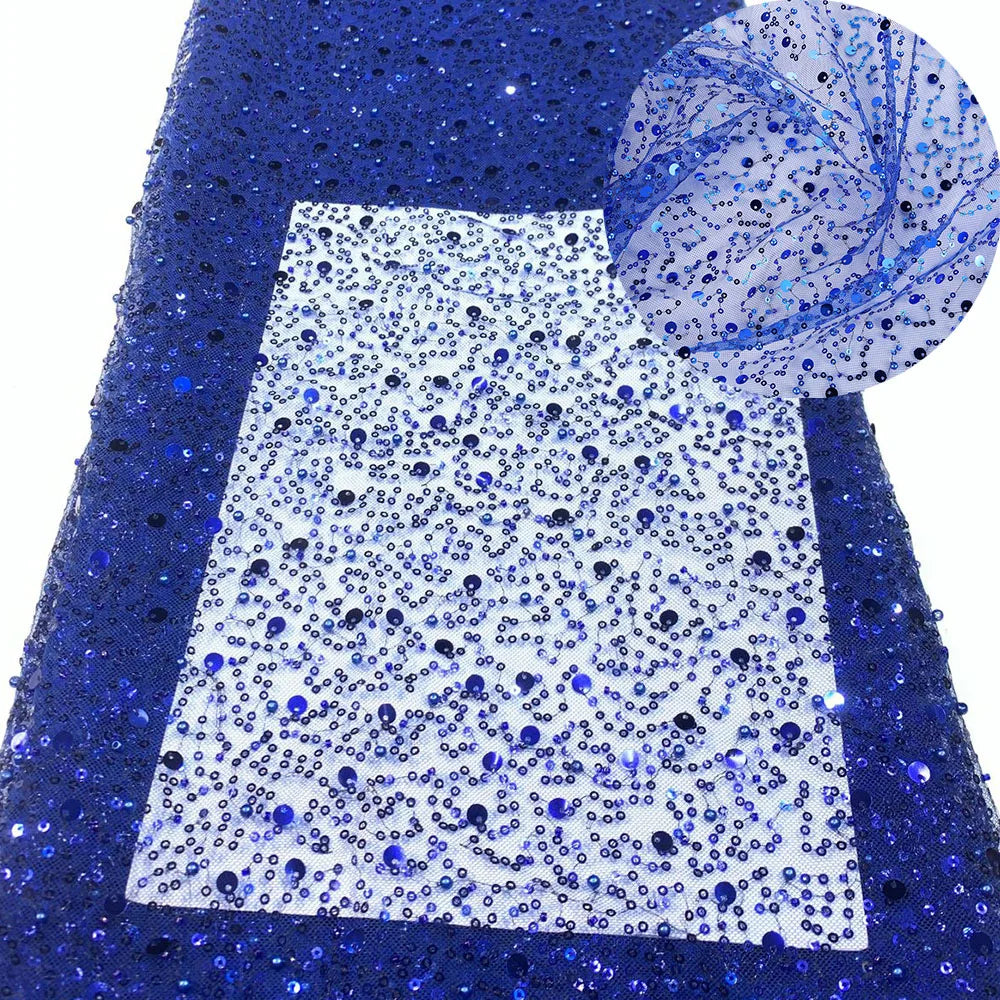 tissu dentelle paillettes polyester robe soirée violet bleu rouge or glamour élégant 130cm opacité