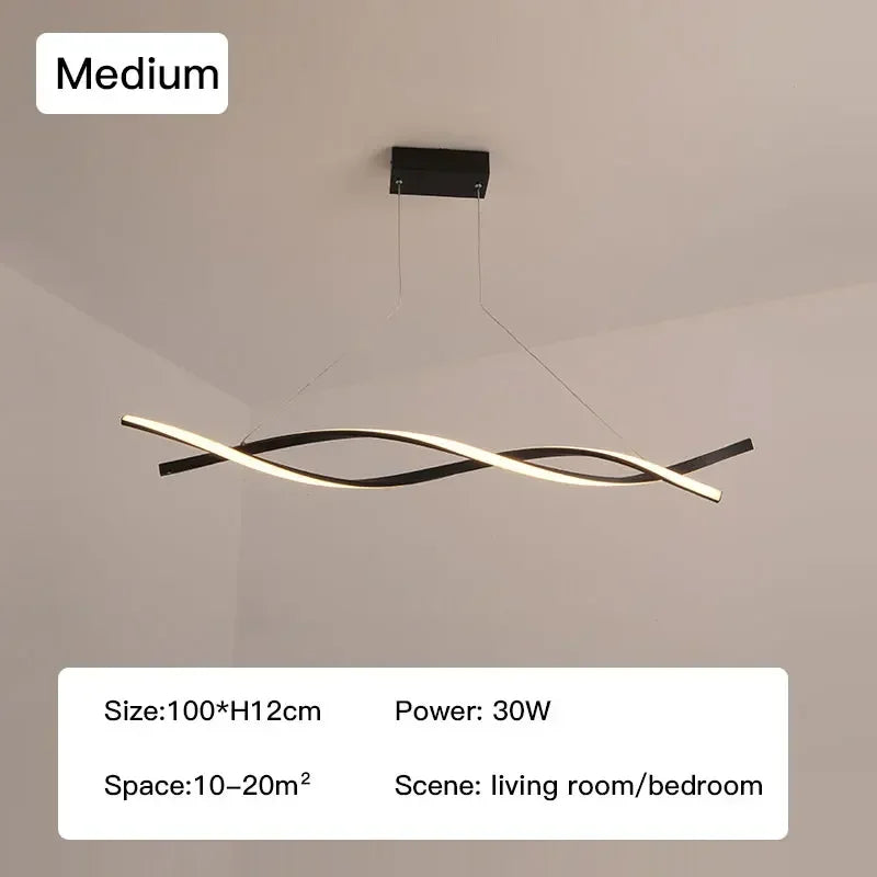 suspension lumineuse moderne blanc doré ondulée clips fixation 2000lm 82000lm 90260v 1015m²