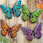 papillons decoratifs metal bleu vert orange violet details 3d exterieur decoration mur cloison jardin