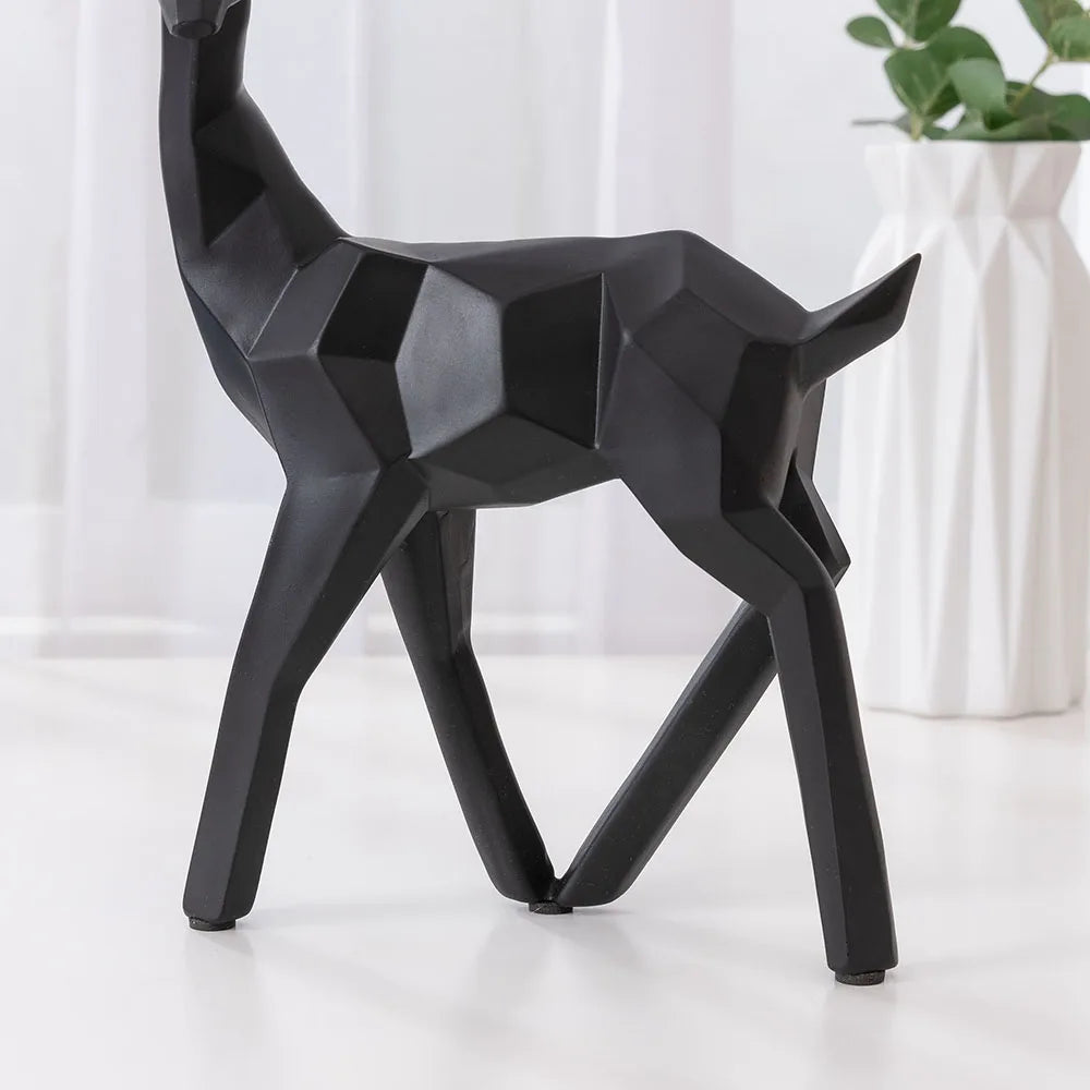 figurines cerfs géométriques noirs dorés modernes décor maison résine minimalistes
