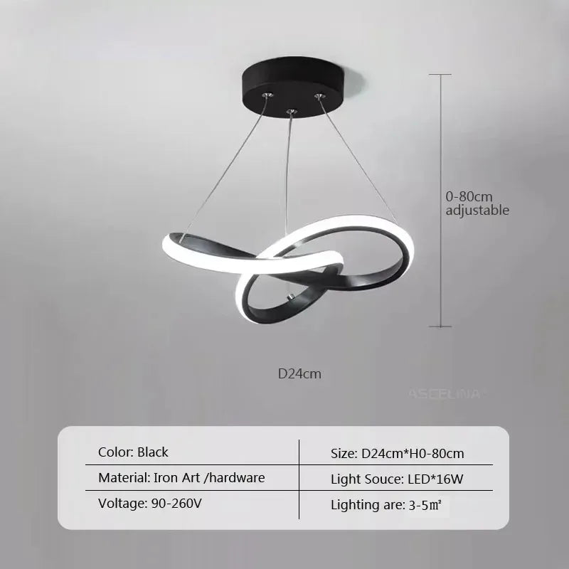 Suspension lumineuse moderne aluminium blanc doré anneaux entrelacés éclairage intérieur restaurant salon chambre