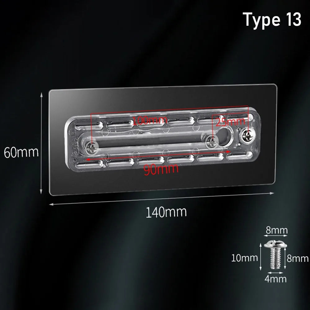 porte sacs transparent moderne vis adhésif murale utilisation multiple grille tailles dimensionsTHOOK
