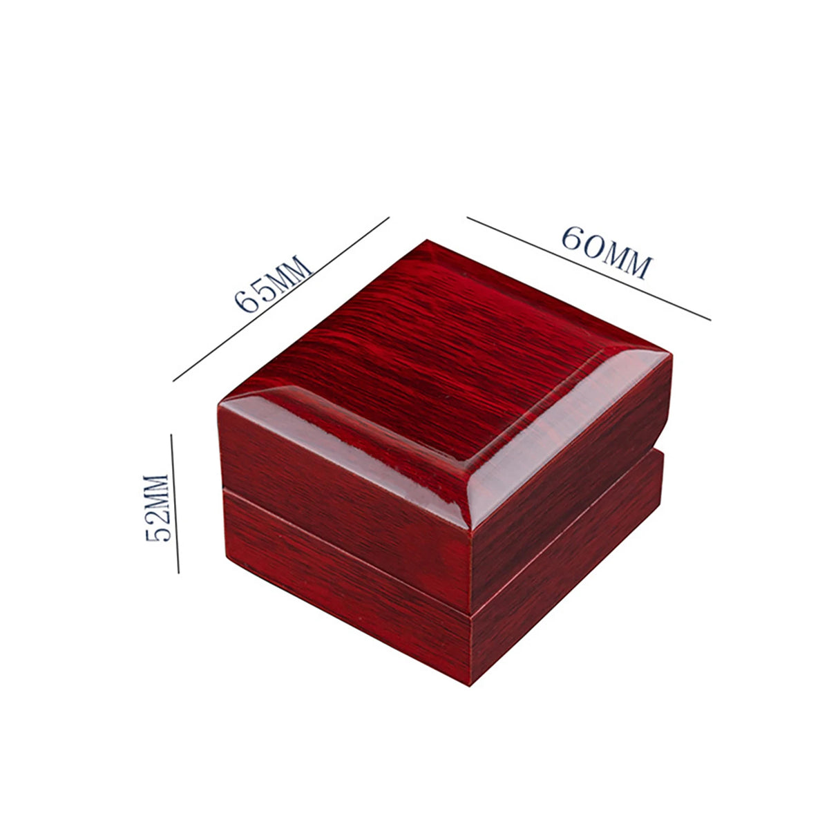 boîte bijoux bois marron foncé moderne élégante lisse brillante vis led 65x60x52mm