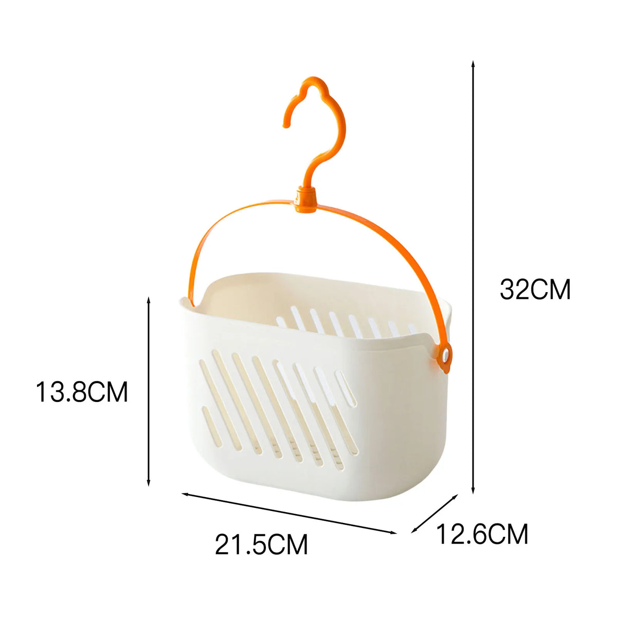 panier suspendu blanc perforations horizontales moderne crochet rangement salle bain cuisine chambre