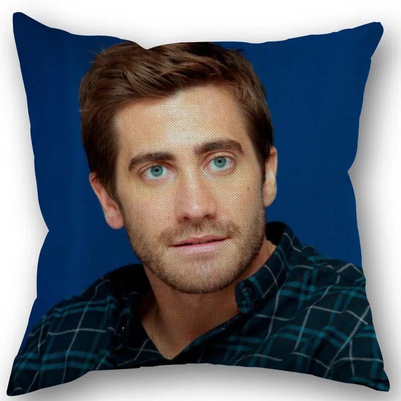 taies d'oreiller coton lin motif jake gyllenhaal moderne bleu marine imprimé décoration maison washable